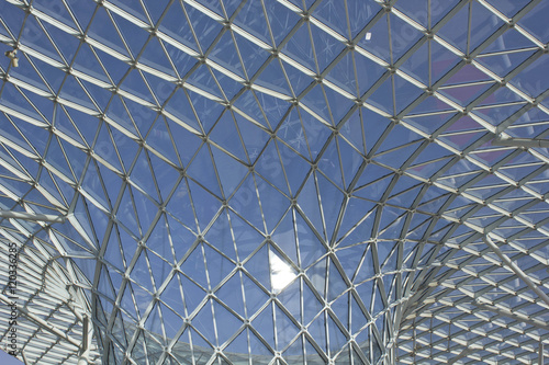 Architectural close up of the glass roofing of Milano Fiera