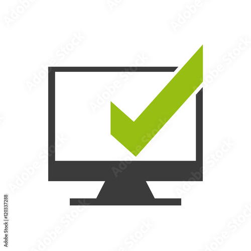 monitor computer with social media icon vector illustration design