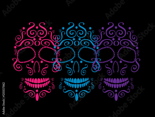 Skull vector background for fashion design, patterns, tattoos, day of the dead