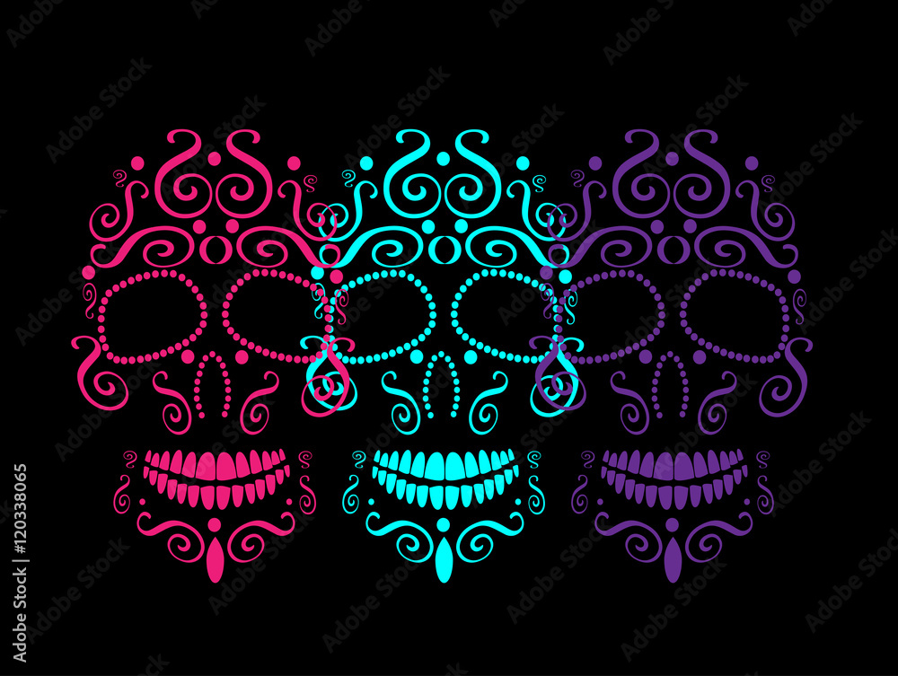 Skull vector background for fashion design, patterns, tattoos, day of the dead Skull vector background for fashion design, patterns, tattoos, day of the dead