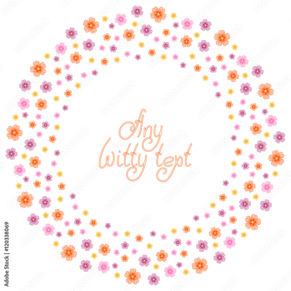 Cute background pattern border frame with many repeating different sized autumn flowers isolated on the white fond. With space for invitations or greeting cards text. Vector illustration
Cute background pattern border frame with many repeating different sized autumn flowers isolated on the white fond. With space for invitations or greeting cards text. Vector illustration