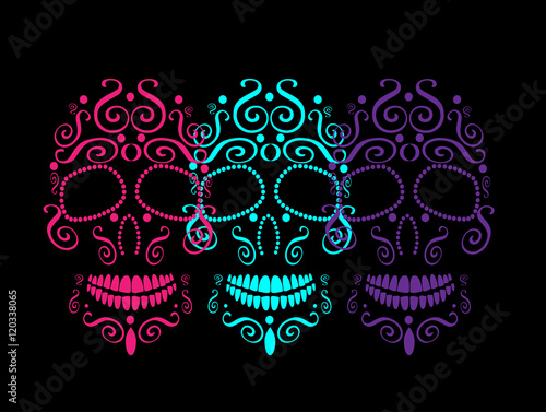 Skull vector background for fashion design, patterns, tattoos, day of the dead