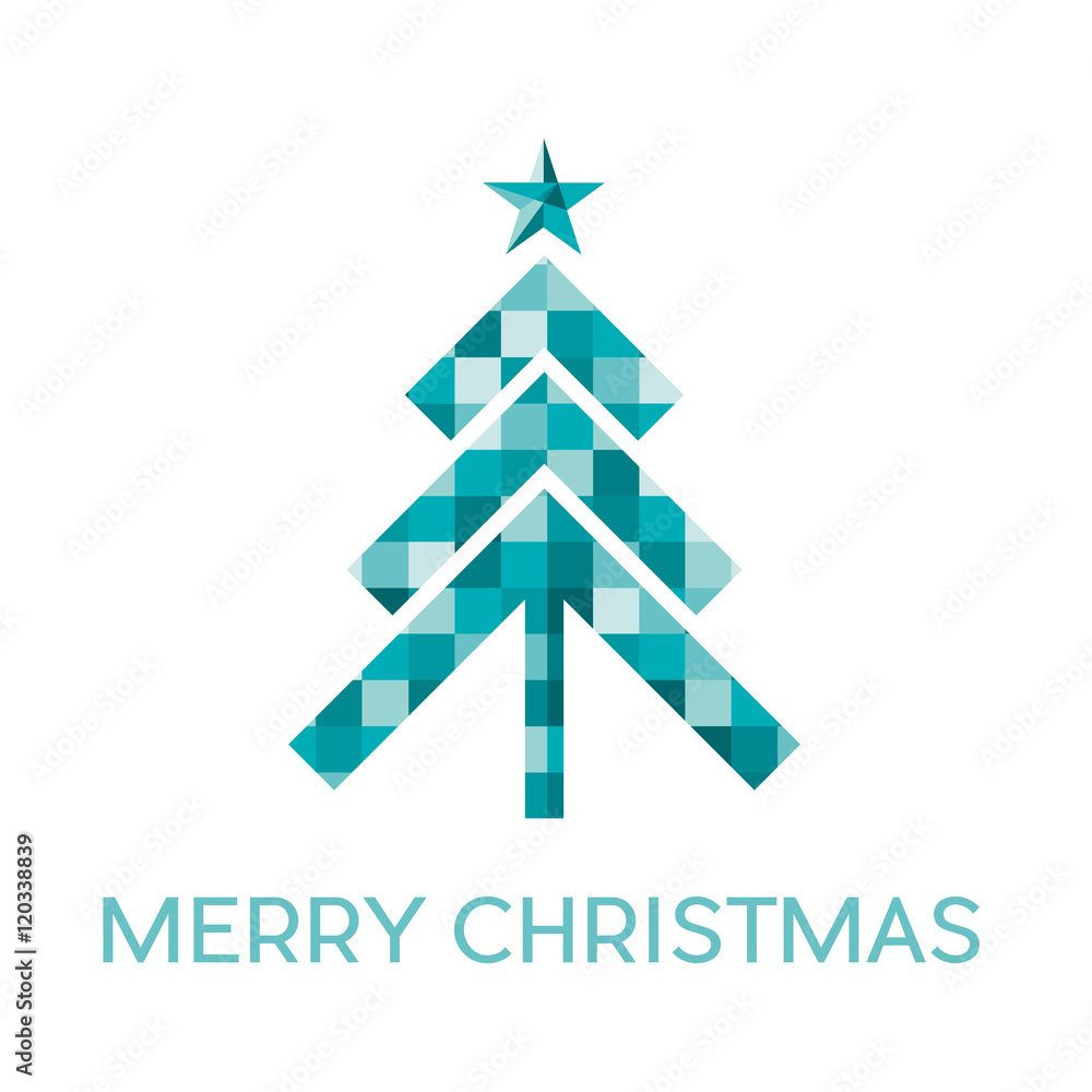 Abstract blue christmas tree on white background