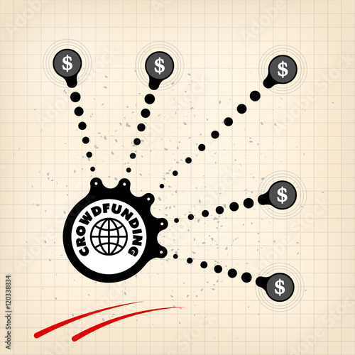 Vector circular object with theme of crowd funding
