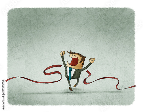 businessman crossing the finish line