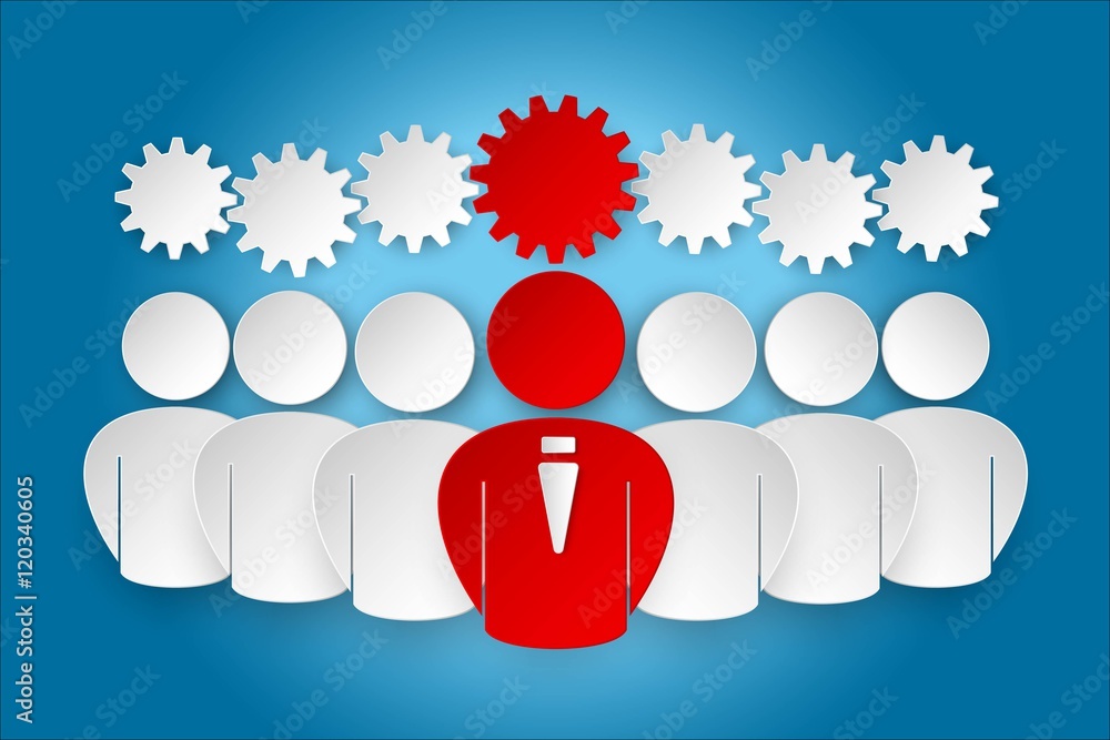 team leader paper cut vecotr brainstorming concept / Anführer