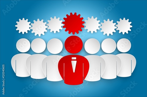team leader paper cut vecotr brainstorming concept / Anführer Arbeitsgruppe Vektor Konzept