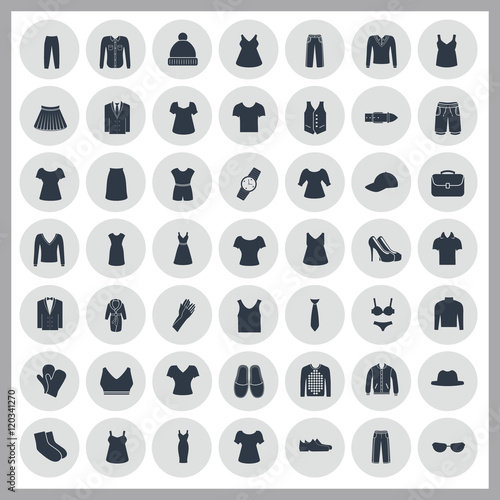 Set of forty nine clothes icons