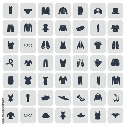 Set of forty nine clothes icons