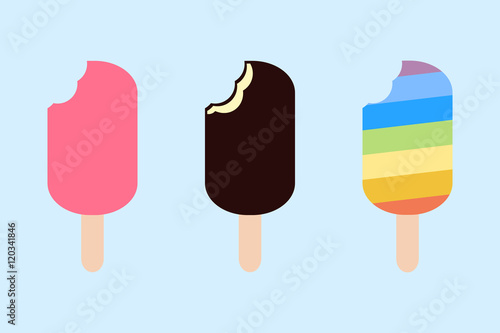 Bitten Ice Cream, Flat design vector illustration