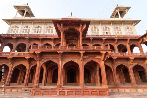 The view of the upper part of the Tomb of Akbar the Great, Agra, Uttar Pradesh, India  photo