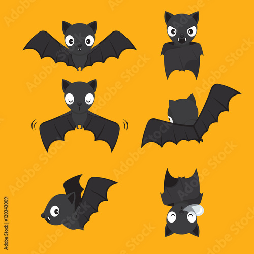 Set Of Bat Cartoon With Different Actions, Halloween, Trick or Treat, Animal, Mystery, Holiday, October, Actions, Season