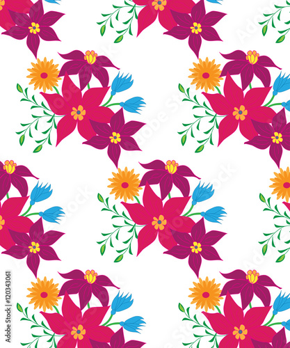 Seamless vector flower pattern.