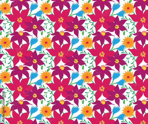 Seamless vector flower pattern.