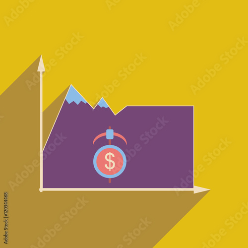 Flat web icon with long shadow mountain infographics