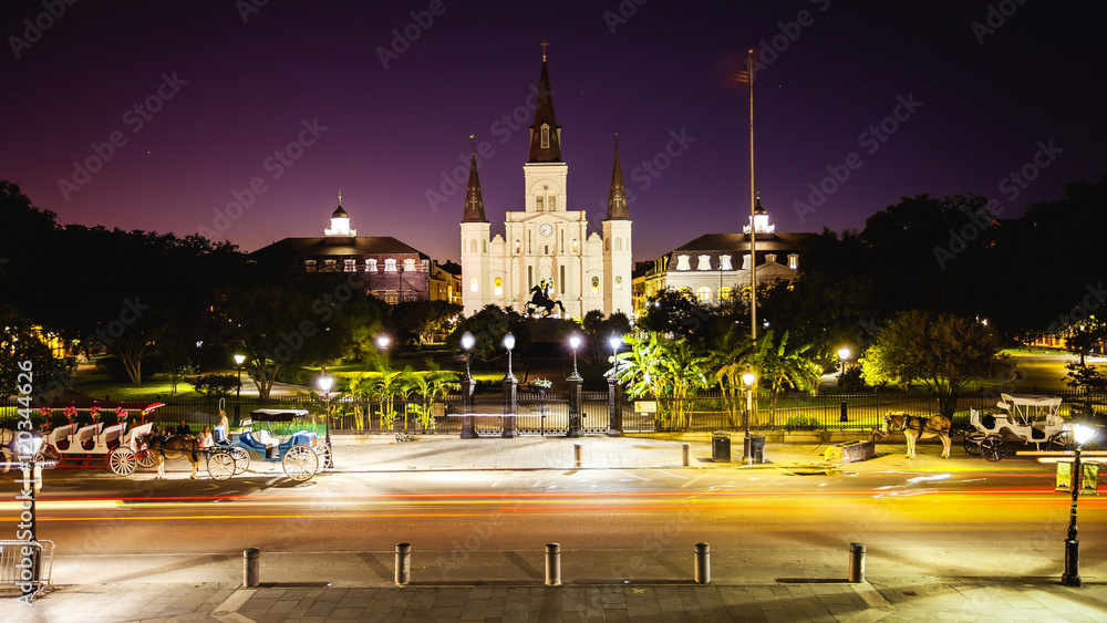 Jackson Square in New Orleans, Louisiana French Quarter at Night