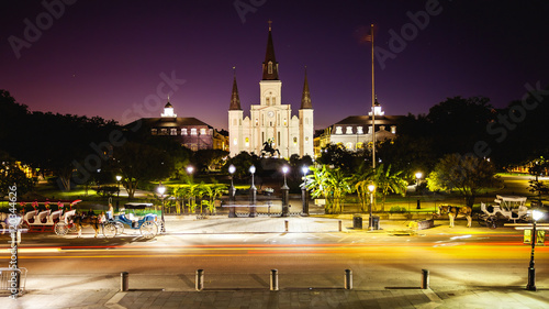 Obraz na płótnie Jackson Square in New Orleans, Louisiana French Quarter at Night w salonie