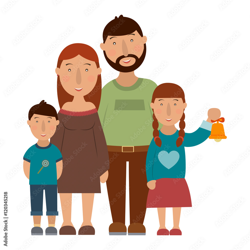 Small happy family, vector illustration.
