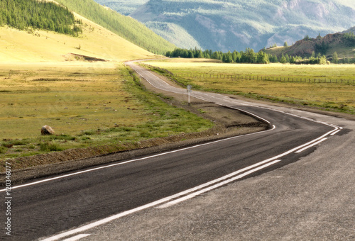 Mountains steppe road