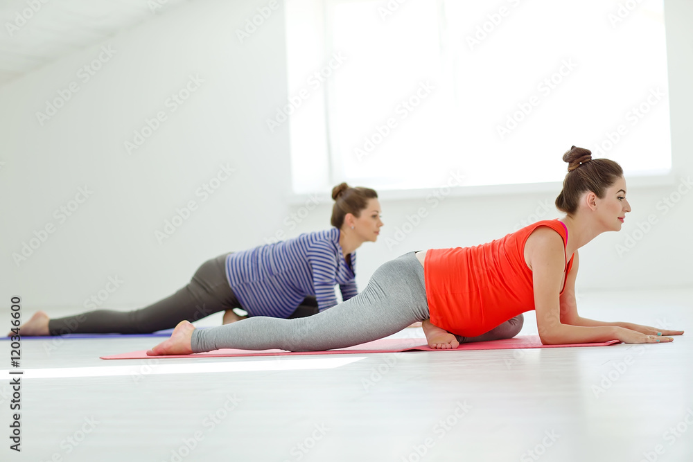 Two pregnant women making yoga Two pregnant women making yoga