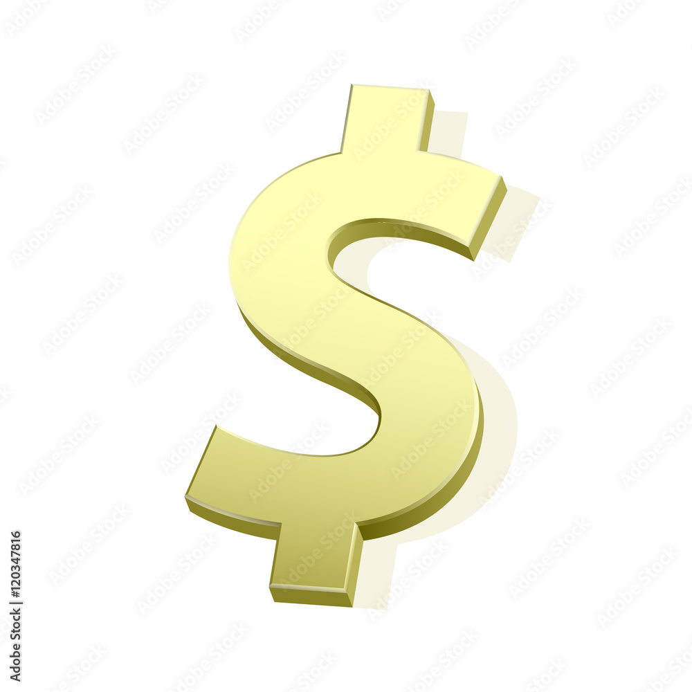 3D gold dollar sign vector 3D gold dollar sign vector