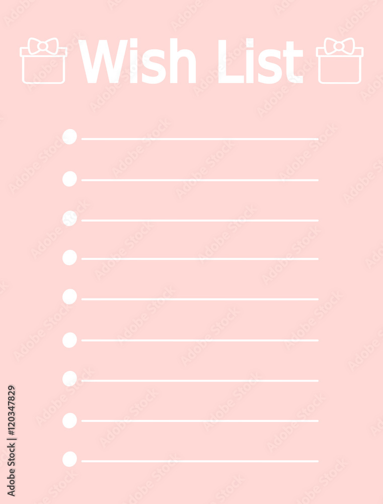 cute vector printable pink wish list

