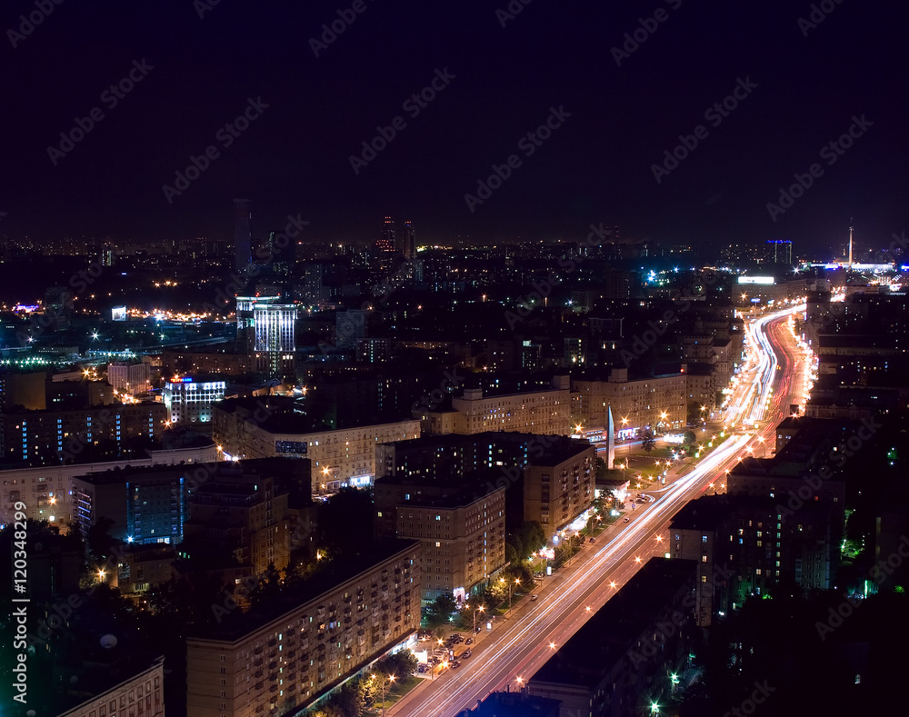 Aerial Moscow night Aerial Moscow night