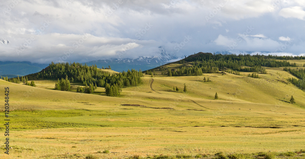 Mountains steppe panorama