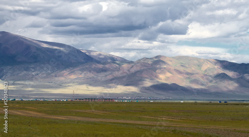 Landscape steppe mountains town