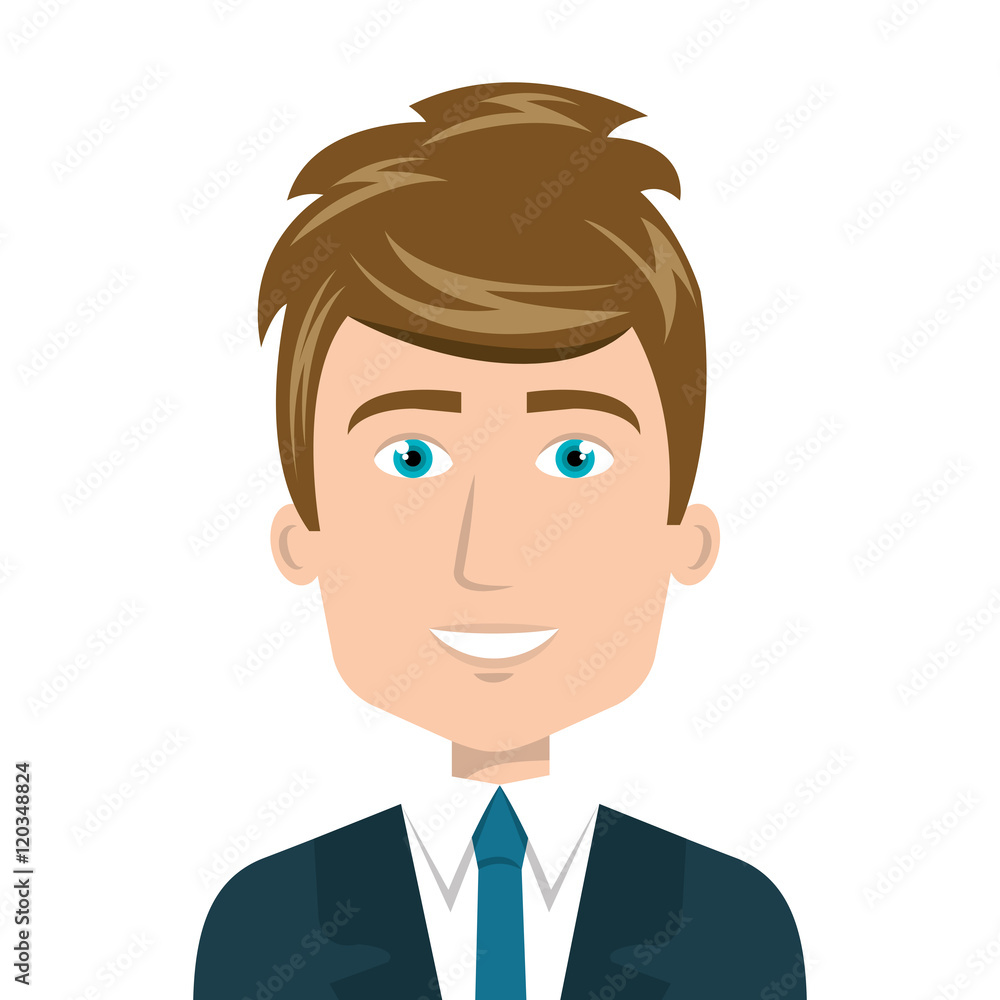 avatar business man smiling cartoon wearing suit and tie. vector illustration avatar business man smiling cartoon wearing suit and tie. vector illustration