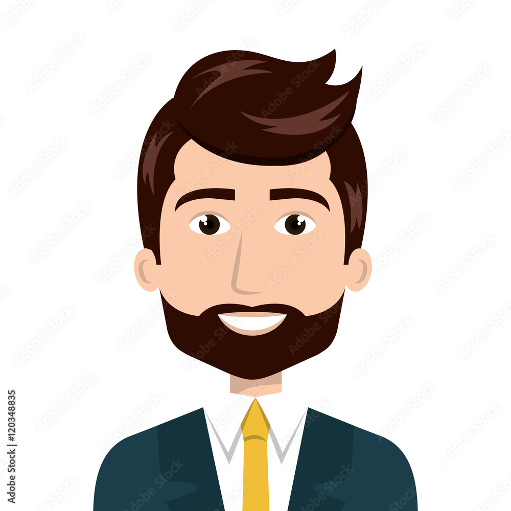 avatar business man smiling cartoon wearing suit and tie. vector illustration