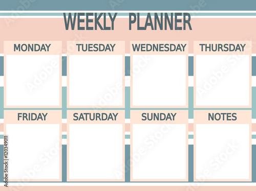 cute blue pink vector printable weekly planner with stripes

