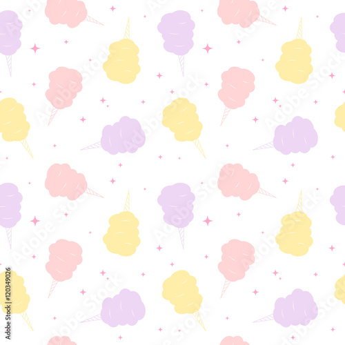 cute colorful cartoon sweet cotton candy seamless vector pattern background illustration

