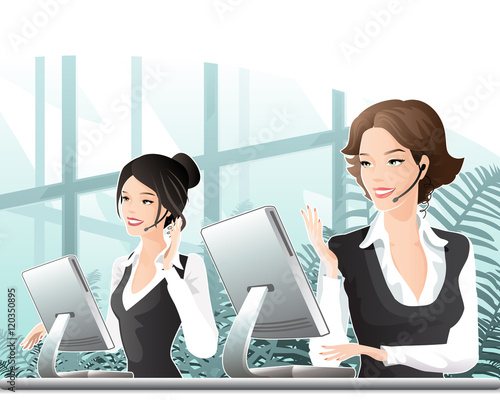 information /  young beautiful ladies at work
