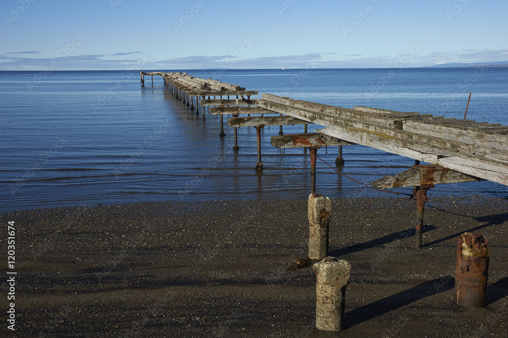 Historic waterfront of Punta Arenas running along the Magellan Strait in Patagonia, Chile