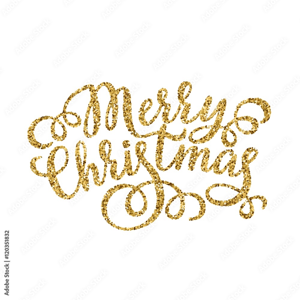 Merry Christmas gold glittering hand lettering inscription Merry Christmas gold glittering hand lettering inscription