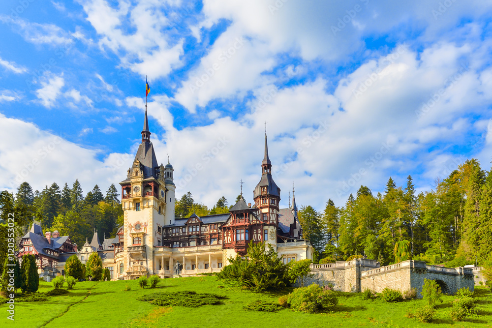 Peles castle Sinaia, Transylvania, Romania protected by Unesco World Heritage Site