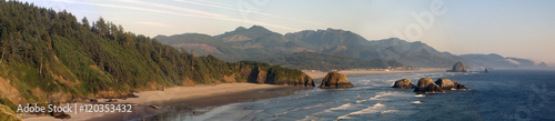 Panorama of Ecola Beach in Oregon photo