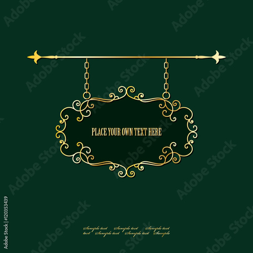 Vintage golden signboard. Luxury design.