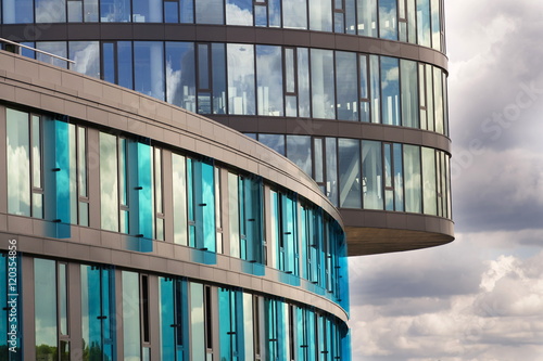 Photography Blue brise soleil sun breakers on modern office glass building