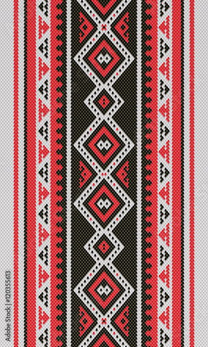 Red And Black Traditional Folk Sadu Arabian Hand Weaving Pattern