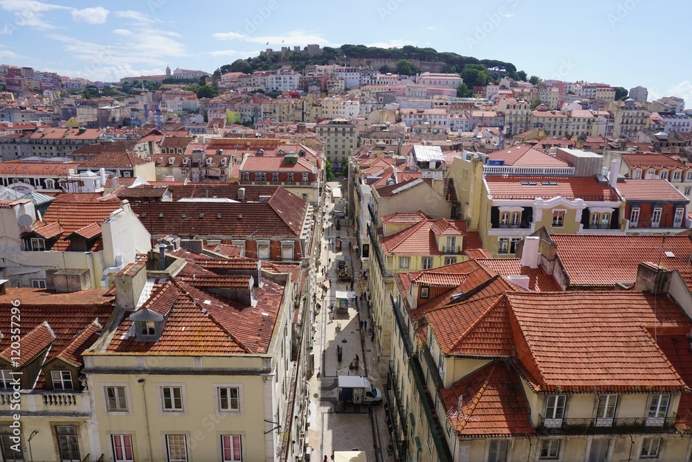 Scenic view over the roofs of Lisbon, the capital of Portugal