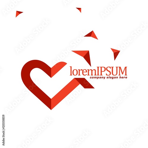 Vector of heart icon. Business icon for the company. Abstract symbol. Logo for charity / health / Voluntary / non profit organization. Isolated on white background. Illustration.