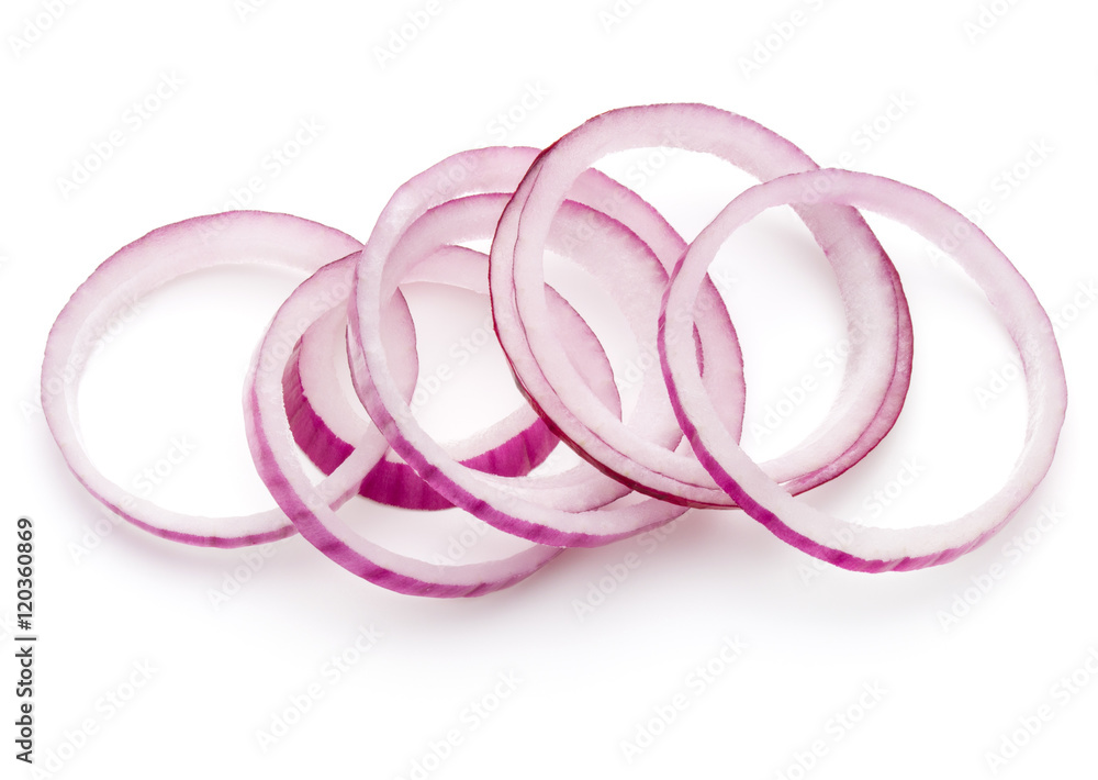 Sliced red onion rings isolated on white background cutout Sliced red onion rings isolated on white background cutout