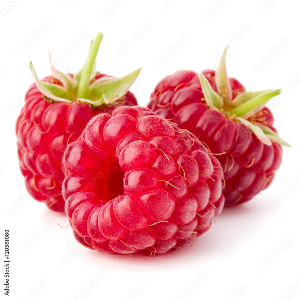 ripe raspberries isolated on white background close up ripe raspberries isolated on white background close up