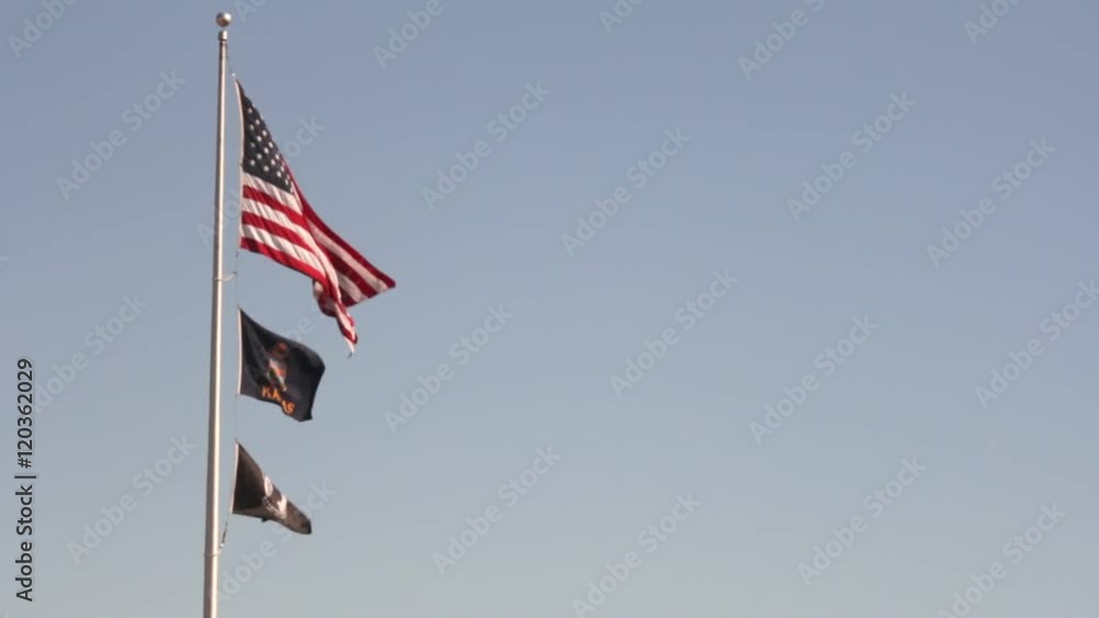 American, Kansas and POW Flags American, Kansas and POW Flags