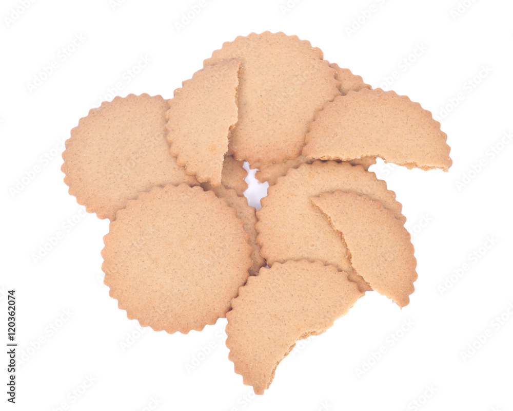 Natural lemon cookie thins on white background Natural lemon cookie thins on white background