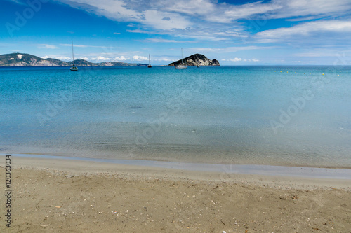 Panoramic view of marathia beach at Zakynthos island, Greece photo