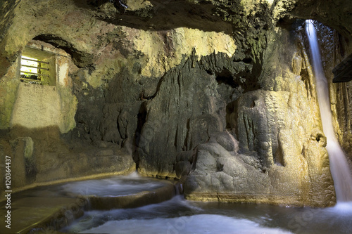Ancient natural indoor waterfall in Croatia