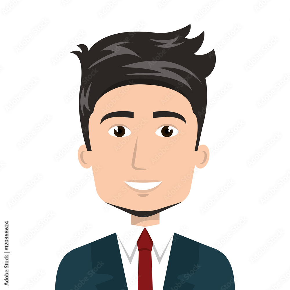 avatar business man smiling cartoon wearing suit and tie. vector illustration avatar business man smiling cartoon wearing suit and tie. vector illustration